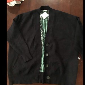 NWT Sandro 3/4 inch sleeves Blue w/green paisley Cardigan